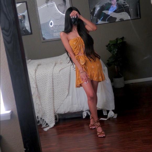 Skylar + Madison Boho Strapless Smocked Wrap Dress - Picture 3 of 10